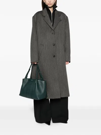 Serapian Small Secret Tote Bag In Cachemire Leather And Mosaico In Green
