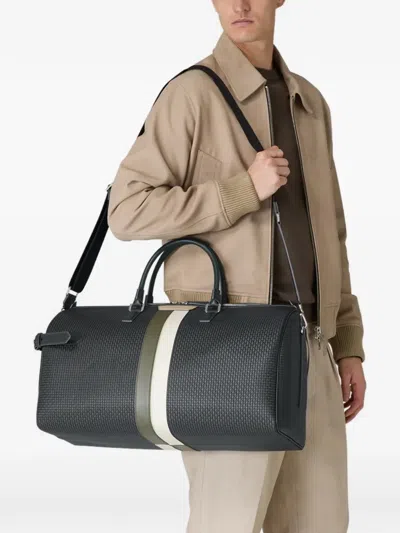 Serapian Striped Leather Holdall In Gray