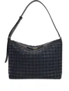 Serapian Triangle-pattern Leather Shoulder Bag In Blue
