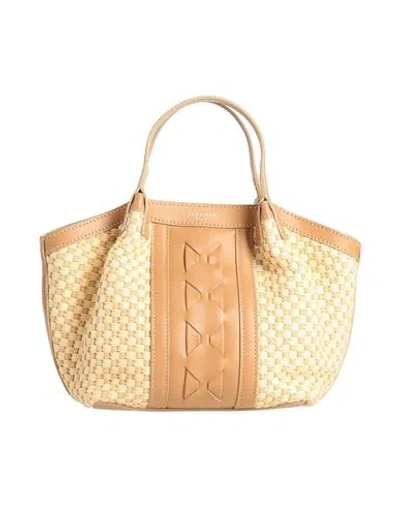 Serapian Woman Handbag Beige Size - Natural Raffia, Leather