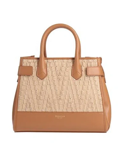 Serapian Woman Handbag Sand Size - Soft Leather, Natural Raffia In Beige