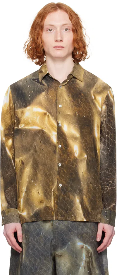 Serapis Beige & Brown Golden Hour Silk Shirt In Print