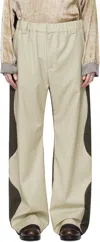 Serapis Beige & Khaki Wool Split Trousers In Olive / Beige