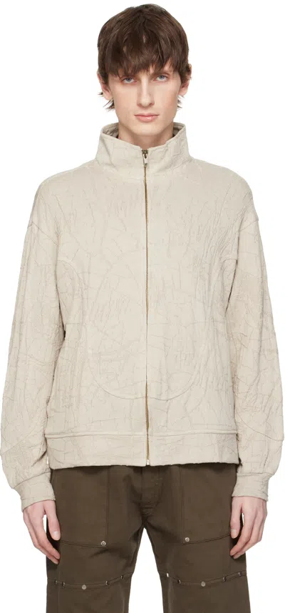 Serapis Beige Knit Wave Track Jacket