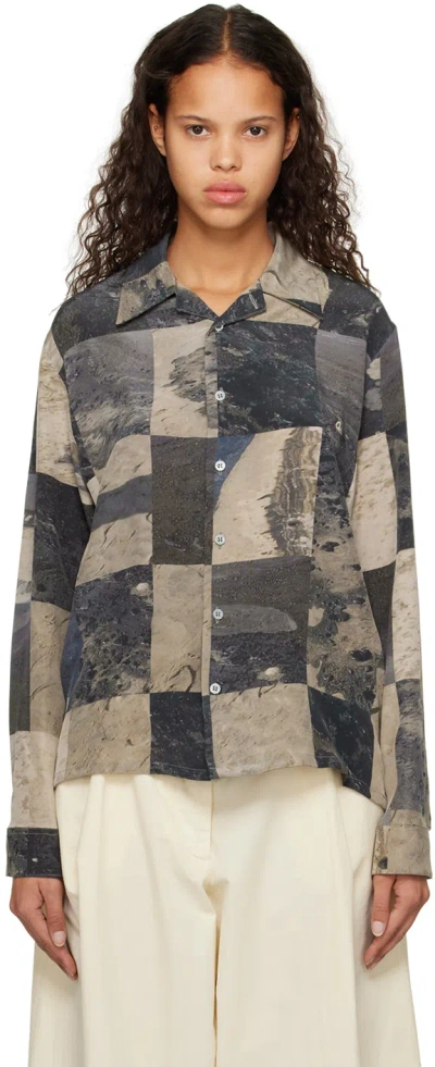 Serapis Beige Oil Sand Shirt In Animal Print