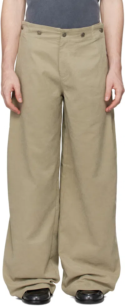 Serapis Beige Rudder Trousers In Beige Suede