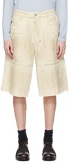Serapis Beige Tar-painted Wide Sailor Shorts In Ecru