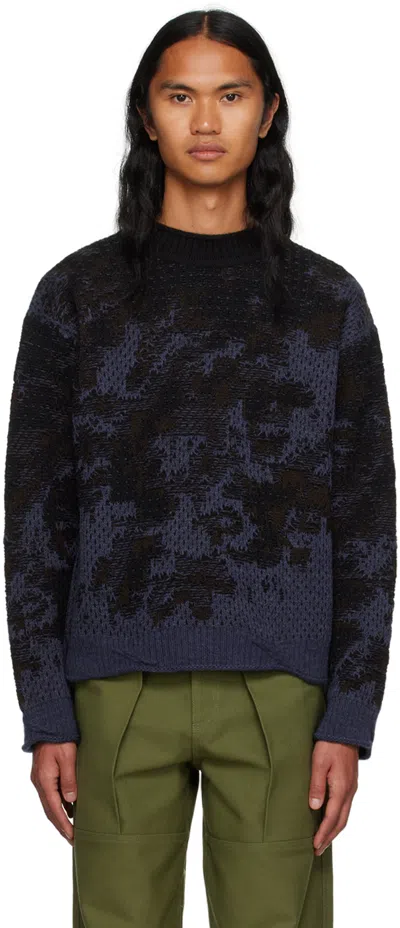 Serapis Black & Purple Mock Neck Jumper In Blue Rust