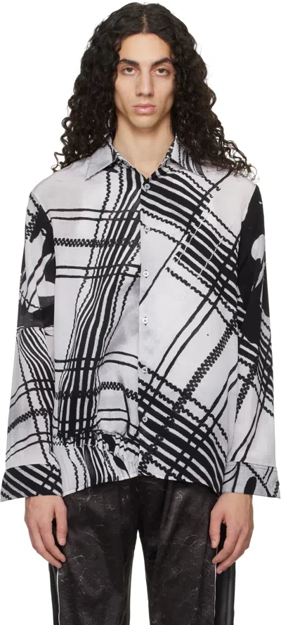 Serapis Black & White Clothing Facilities Silk Shirt In Multi