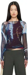Serapis Black Shining Gem Tight Mesh T-shirt In Print
