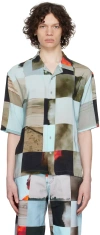 Serapis Blue Printed Shirt In Explosion Grid