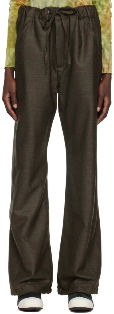 Serapis Brown Split Track Trousers In Green Brown
