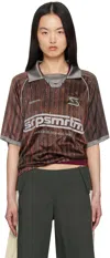 Serapis Burgundy & Yellow Aub Stripes Polo In Print