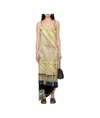 Serapis Multicolor Draped Tarp Silk Maxi Dress In Yellow