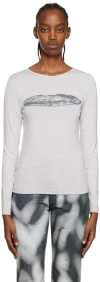 Serapis Gray Globe Long Sleeve T-shirt In Earl Grey