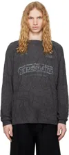 Serapis Gray Knit Football Polo In Grey