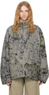 Serapis Raglan Sleeve Jacket In Grey / Khaki / Black