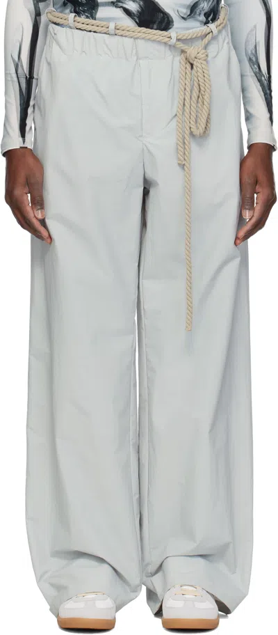 Serapis Gray Rope Track Pants In Silver Grey