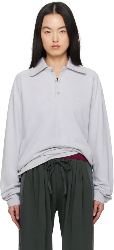 Serapis Gray Sailor Long Sleeve Polo In Grey