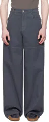 Serapis Gray Salt Dyed Wide Sailor Trousers In Grey