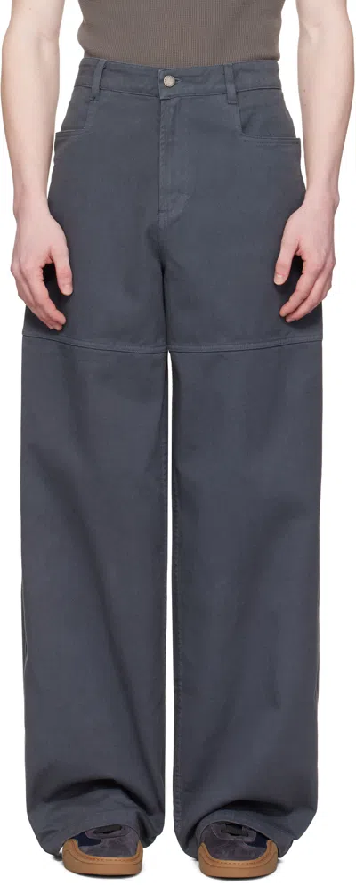 Serapis Gray Salt Dyed Wide Sailor Trousers In Grey