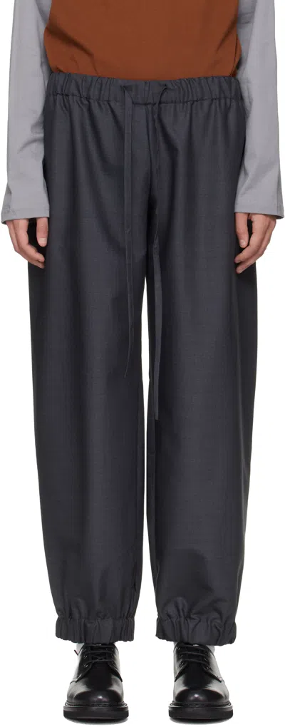Serapis Gray Wool Draped Lounge Pants In Blue