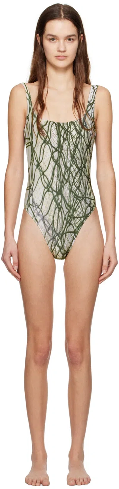 Serapis Green Printed Swimsuit In Multi Print