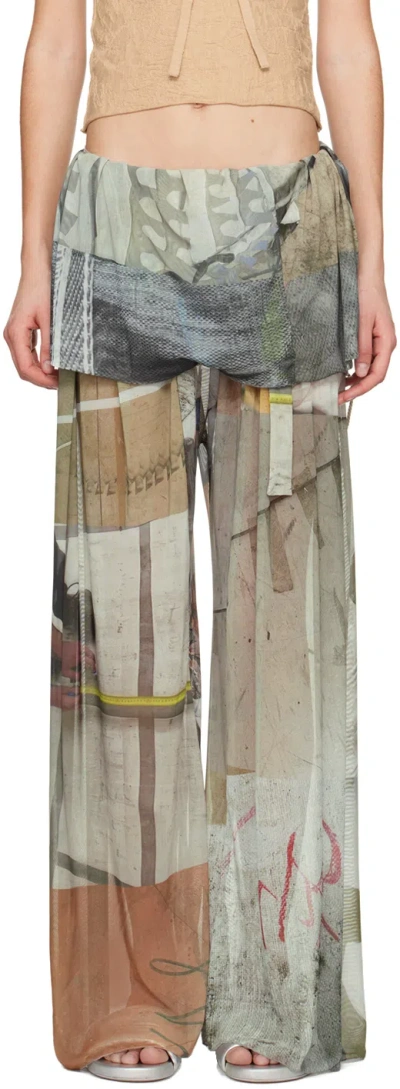 Serapis Green Rope Trousers In Multi Print