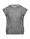 Serapis Man Sweater Steel Grey Size L Cotton In Grey