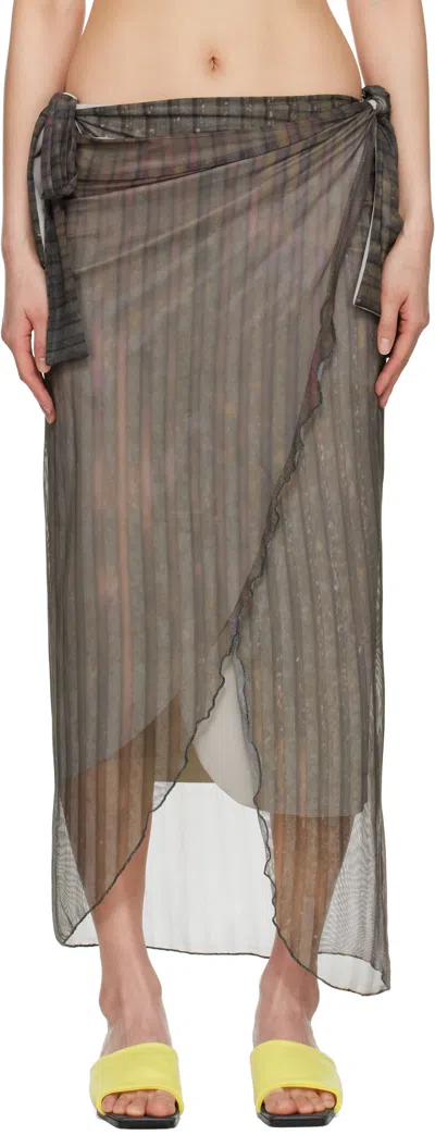 Serapis Multicolor Aub Stripes Malong Maxi Skirt In Gray