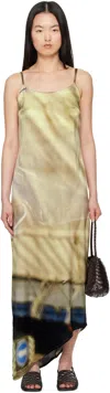 SERAPIS MULTICOLOR DRAPED TARP SILK MAXI DRESS