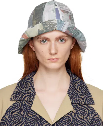 Serapis Multicolor Newspaper Cuts Bucket Hat