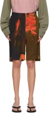 Serapis Multicolor Print Shorts In Red Black Print