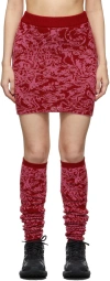 Serapis Red & Pink Jacquard Knitted Skirt In Magenta Swirl