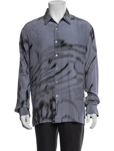 Pre-owned Serapis Silk Patterned Dress Shirt In Blue