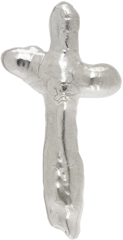 Serapis Silver Ocean Cross 2 Single Earring In Metallic