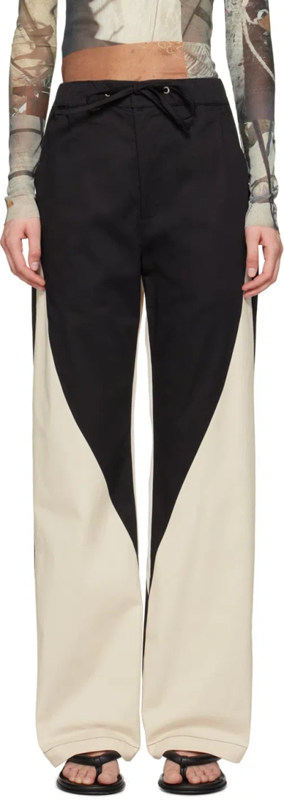 Serapis Ssense Exclusive Black & Off-white Trousers In Black/beige