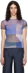 Serapis Ssense Exclusive Purple Grid Tech T-shirt In Purple Print