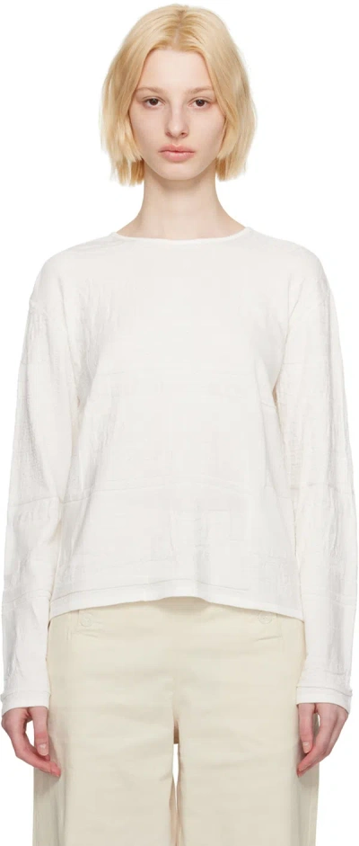 Serapis White Jacquard Long Sleeve T-shirt In Newspaper/white