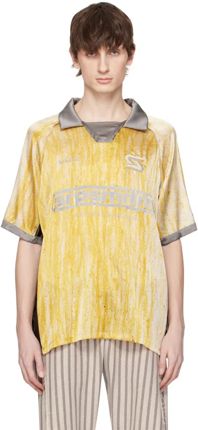 Serapis Yellow Drips Silk Football Polo