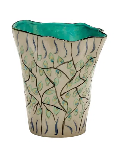 Serax 02 Mix Leaf-print Vase In Brown