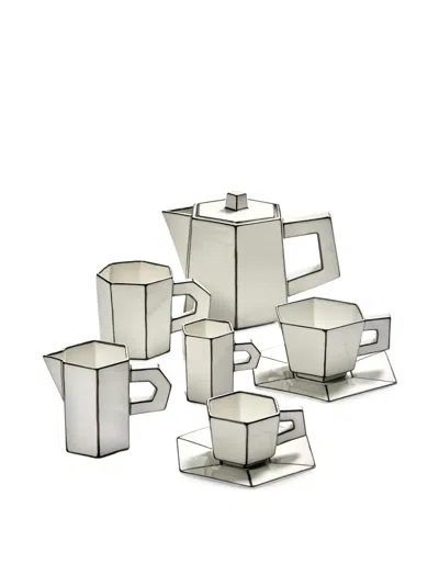 Serax Blanche Geometric Tea Set (set Of Six) In White