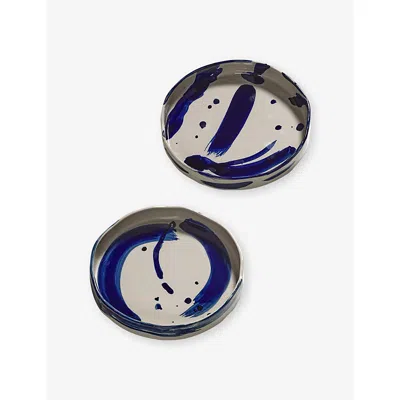 Serax Blue Sophia Set Of Two Stoneware Pasta Plates