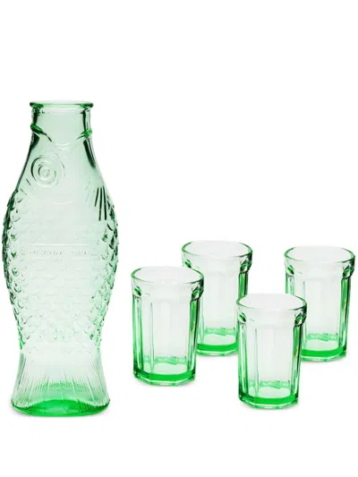 Serax Fish And Fish Carafe And Glasses (set Of 4) In Green