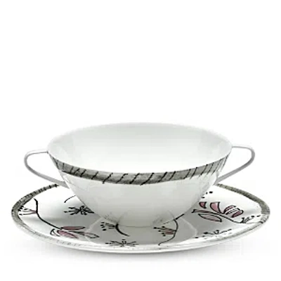 Serax Marni Soup Bowl With Handles & Fiore Rosa Saucer In White