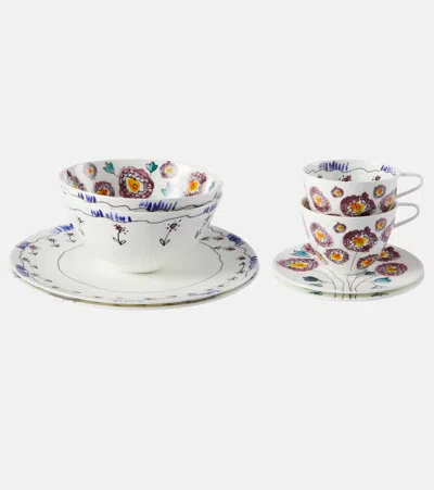 Serax Midnight Flowers Anemone Milk Porcelain Breakfast Set By Marni