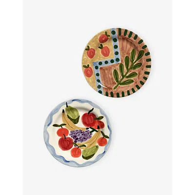 Serax Mixed Santiago De Borja Dinner Plate 04 Stoneware Plates Set Of 2 In Multi
