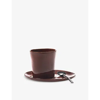 Serax Red La Mère Asymmetric Stoneware Coffee Cup Saucer 14.5cm