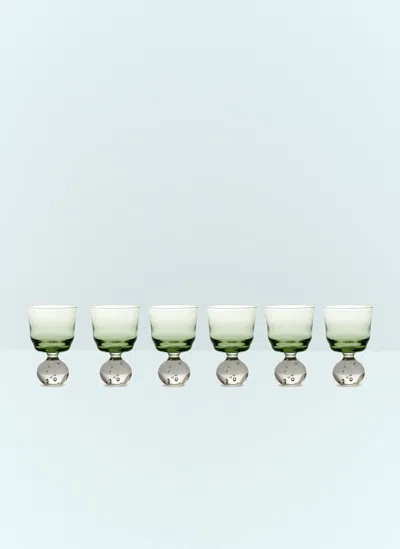 Serax Set Of Six Small Eternal Snow Stemmed Glasses In Green