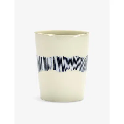 Serax White Stripes Feast Stoneware Tea Cup 10.5cm